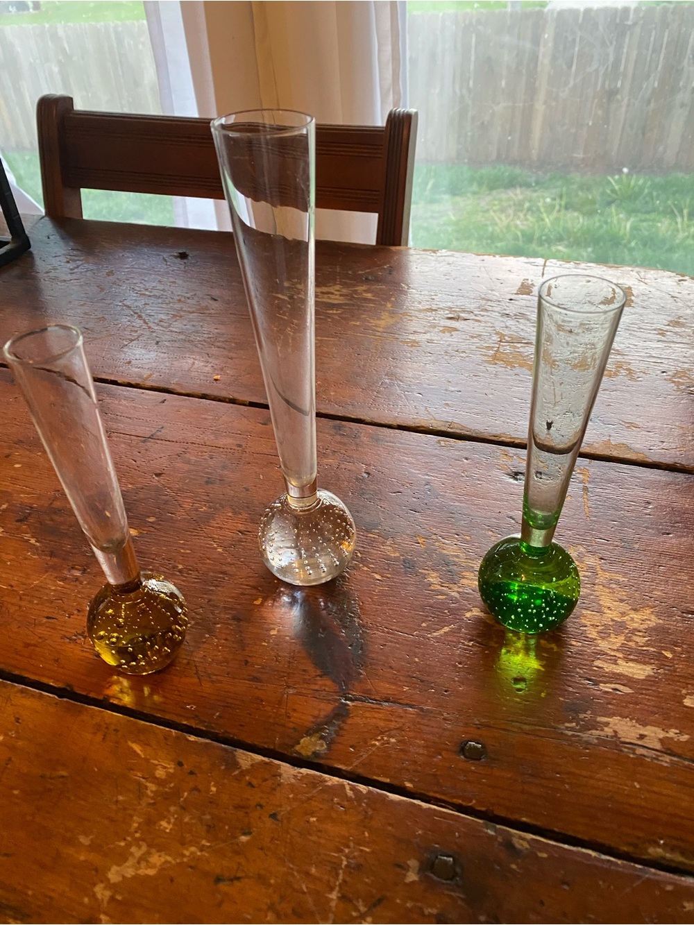 Decorative Glass Bud Vases - Clear, Green, Amber
